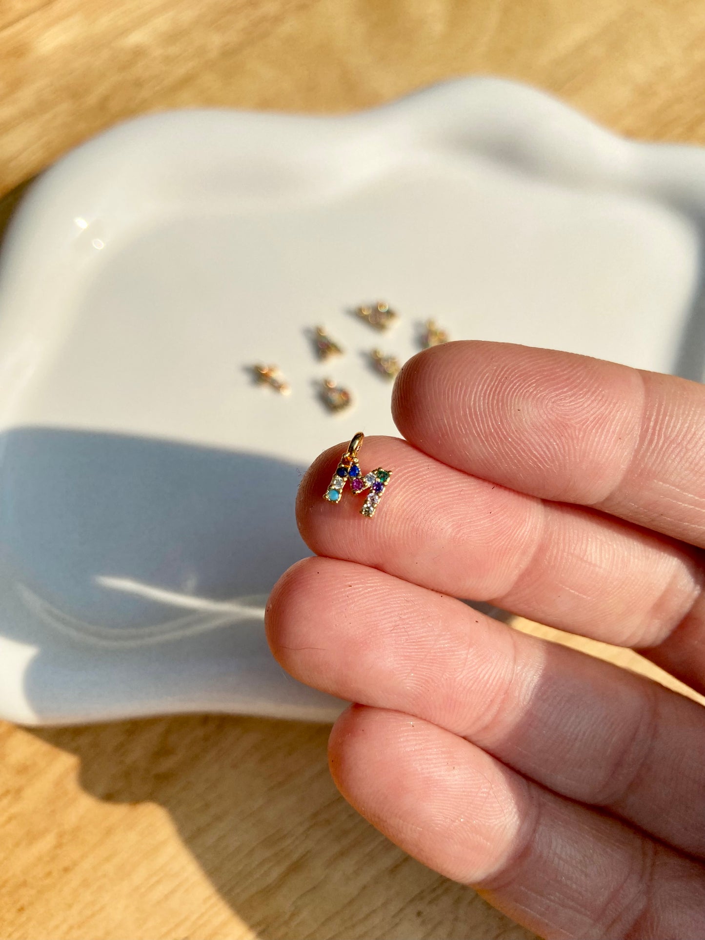 Rainbow Crystal Letter Charm