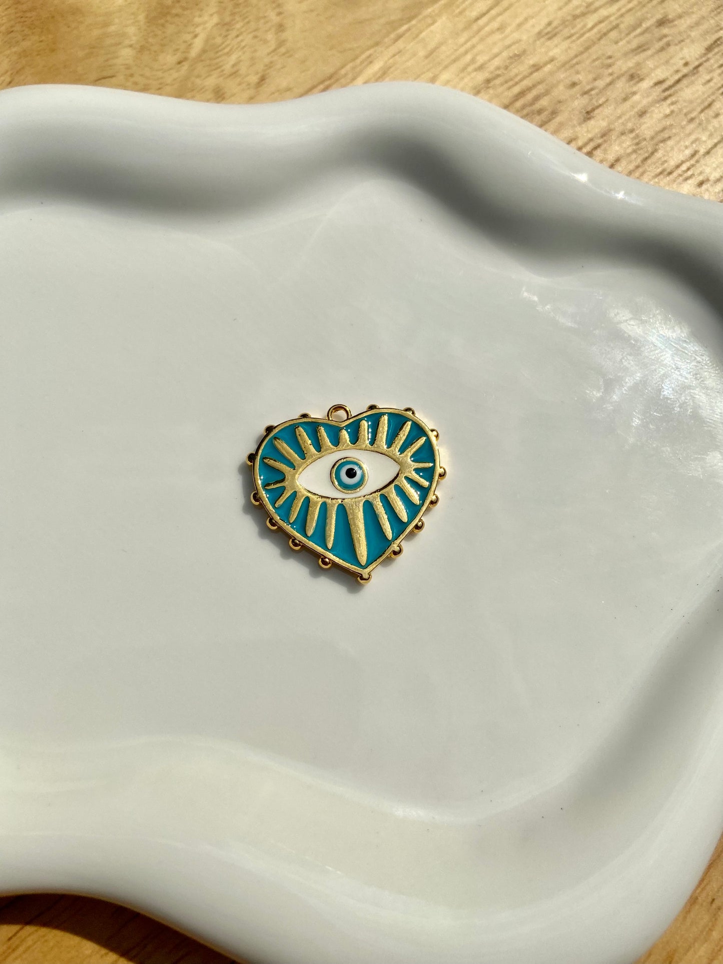 Teal Evil Eye Heart Charm
