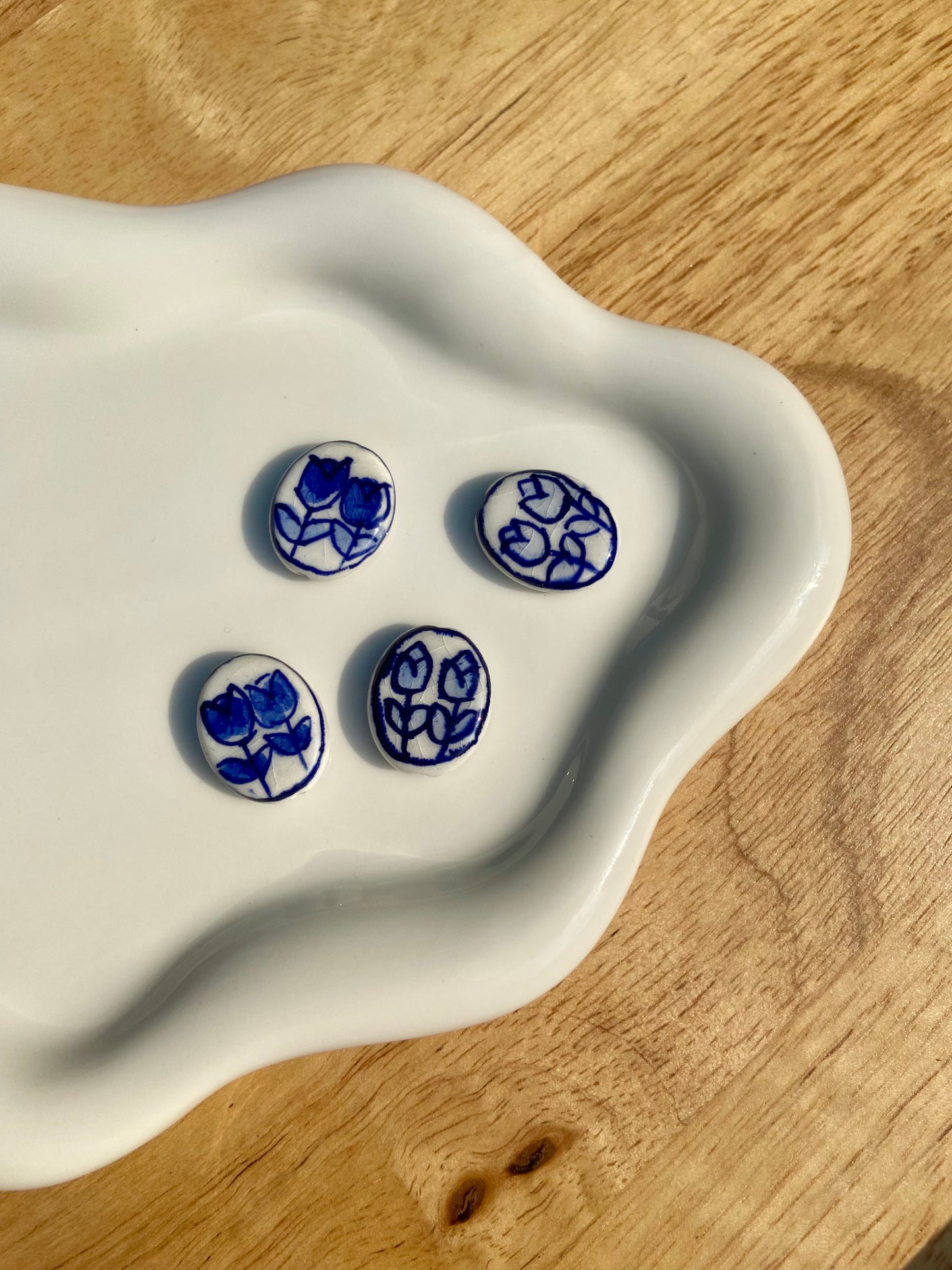 Blue & White Tulip Bead Charm