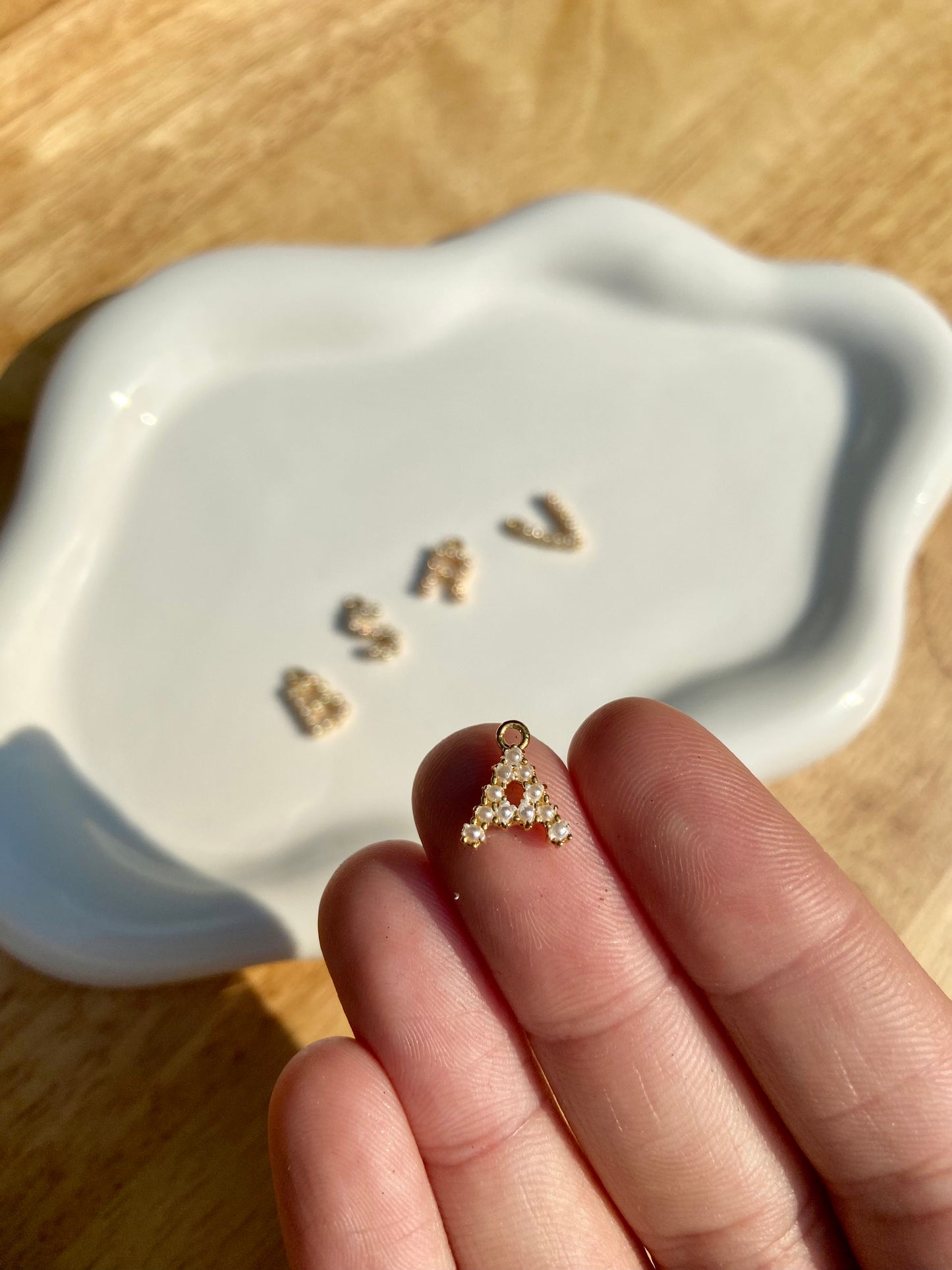 Pearl Letter Charm