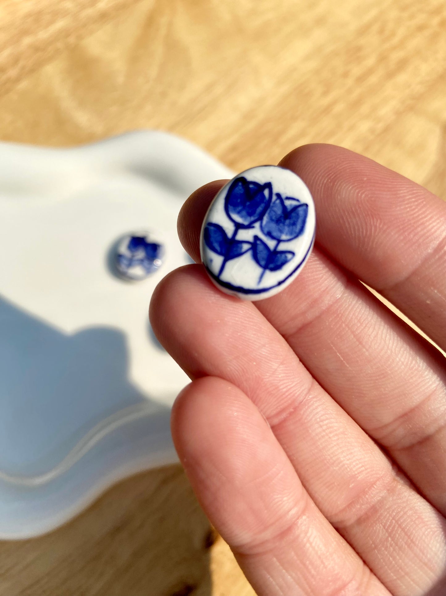 Blue & White Tulip Bead Charm