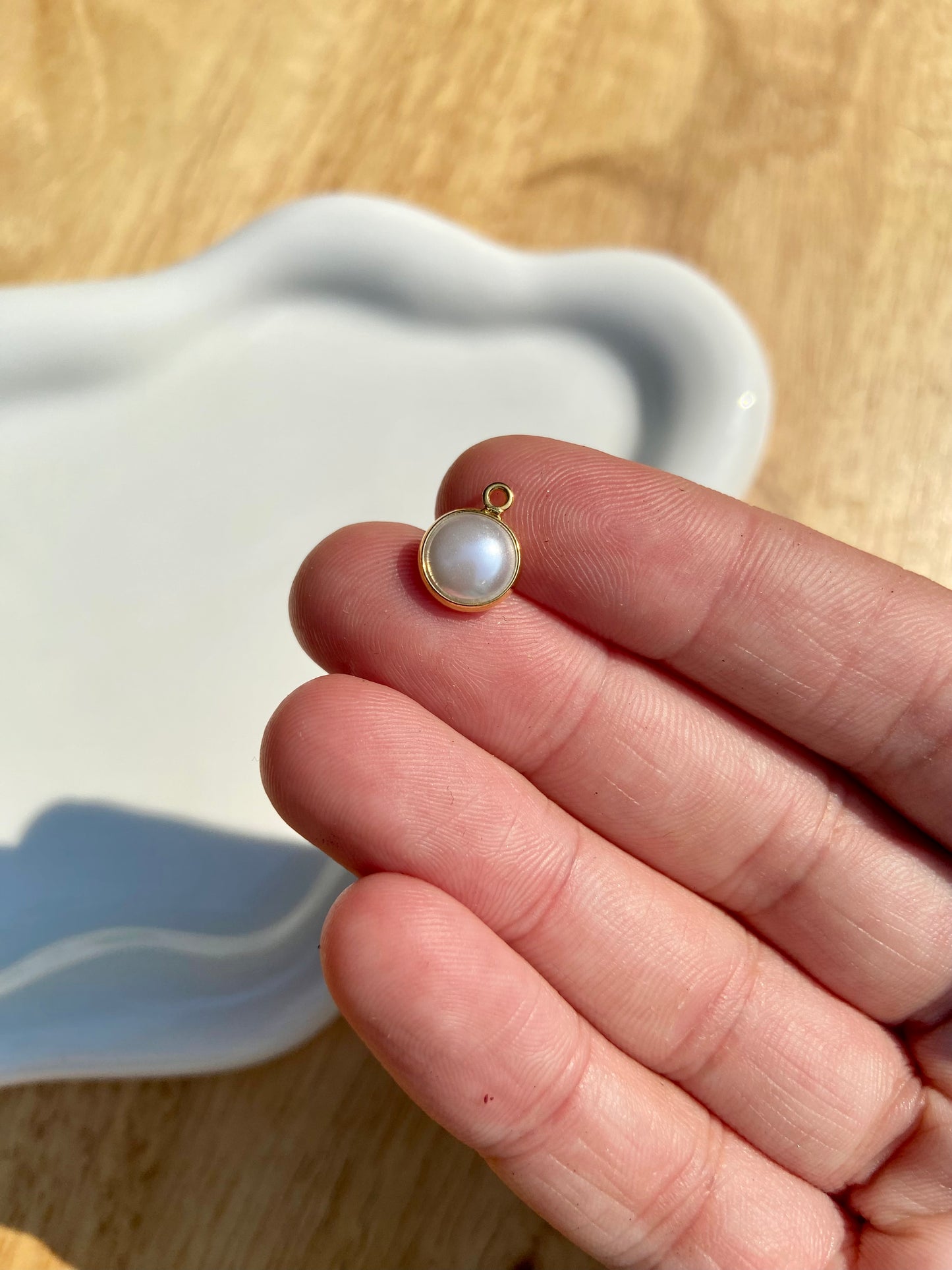 Two-Sided Pearly Bead Charm