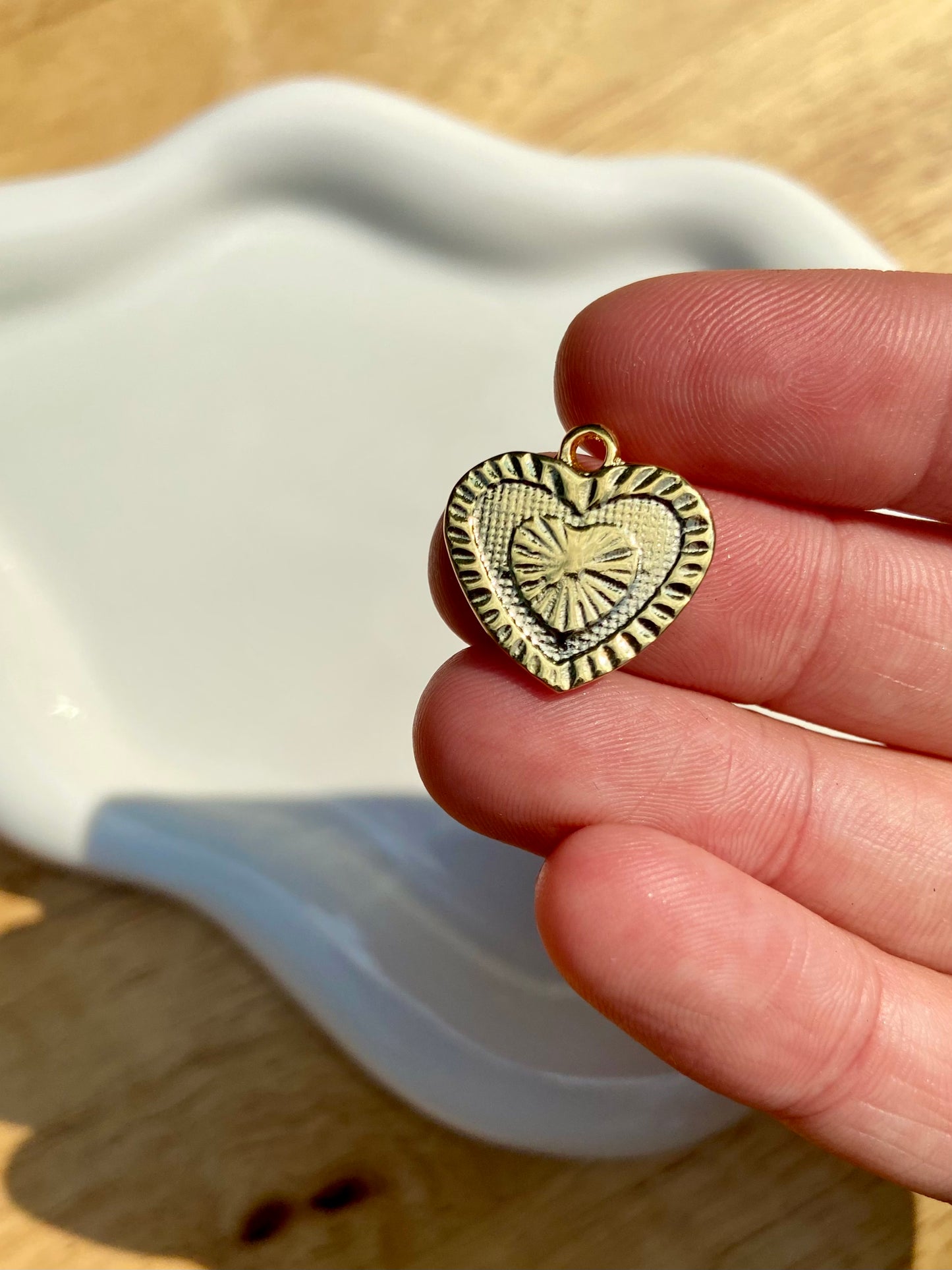 Golden Border Heart Charm