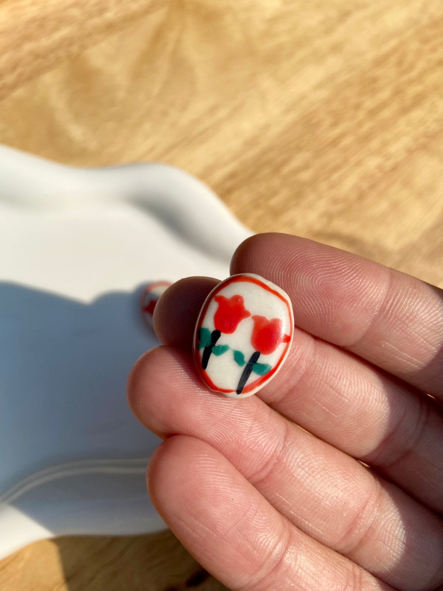 Red & White Tulip Bead Charm