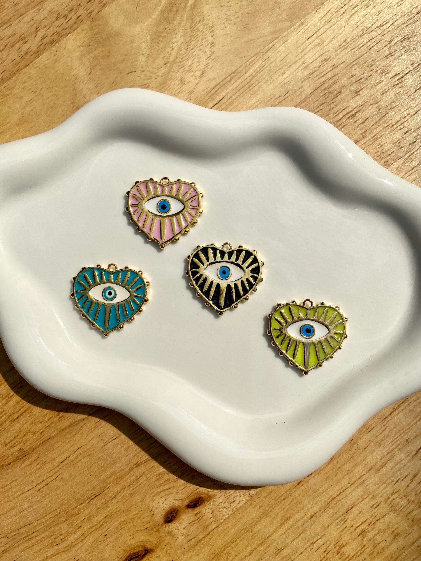 Lime Evil Eye Heart Charm