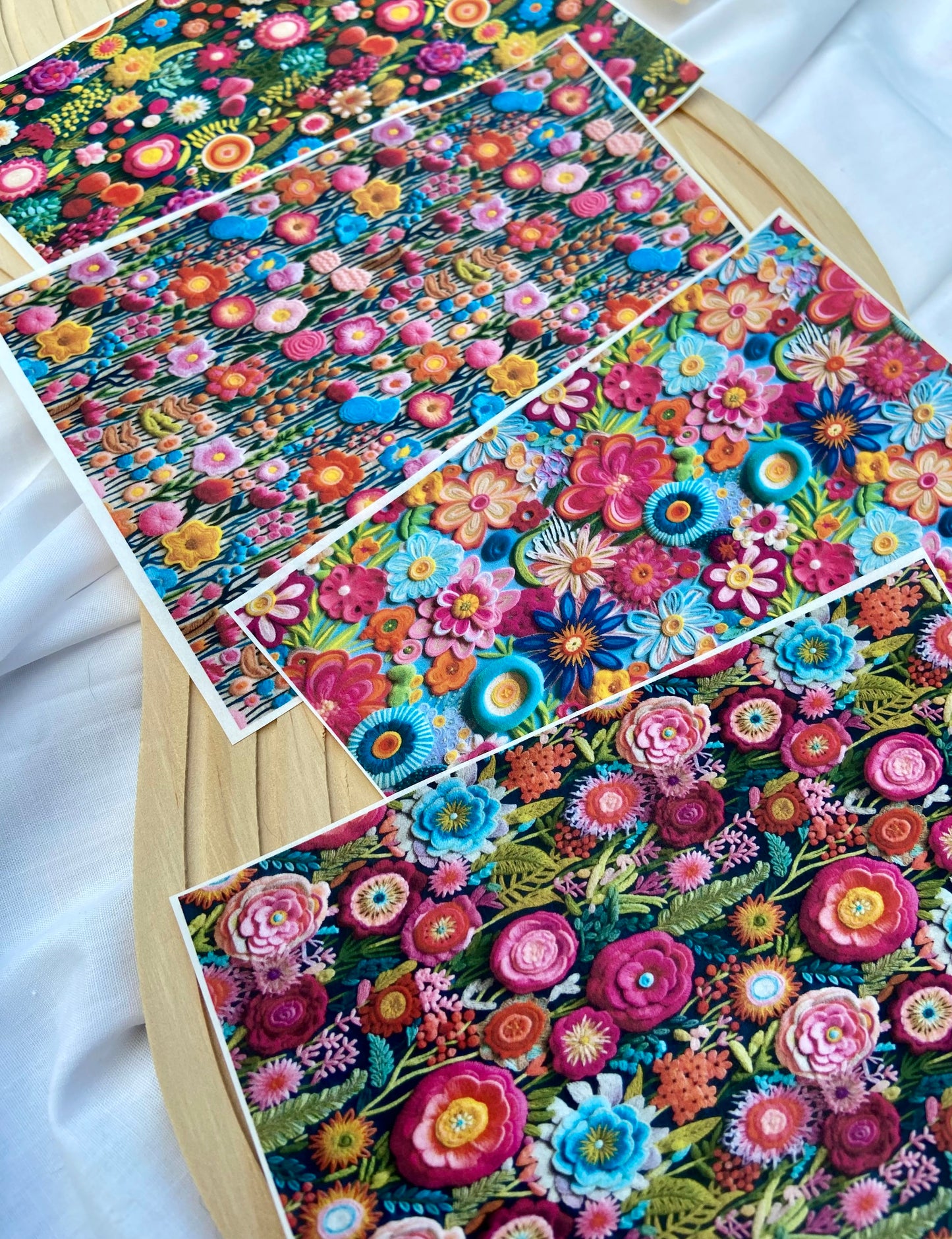 Embroidered Florals Polymer Clay Transfer Sheet Bundle