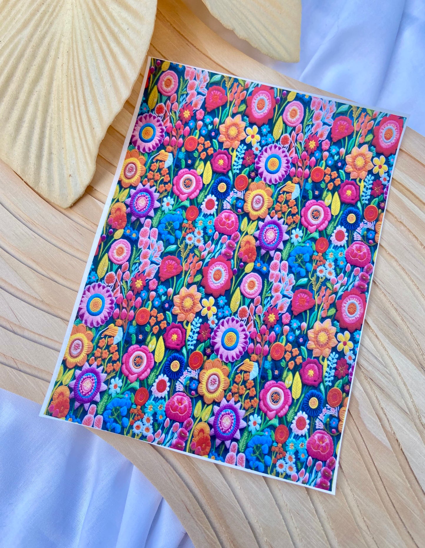 Bright Embroidered Florals Polymer Clay Transfer Sheet Bundle