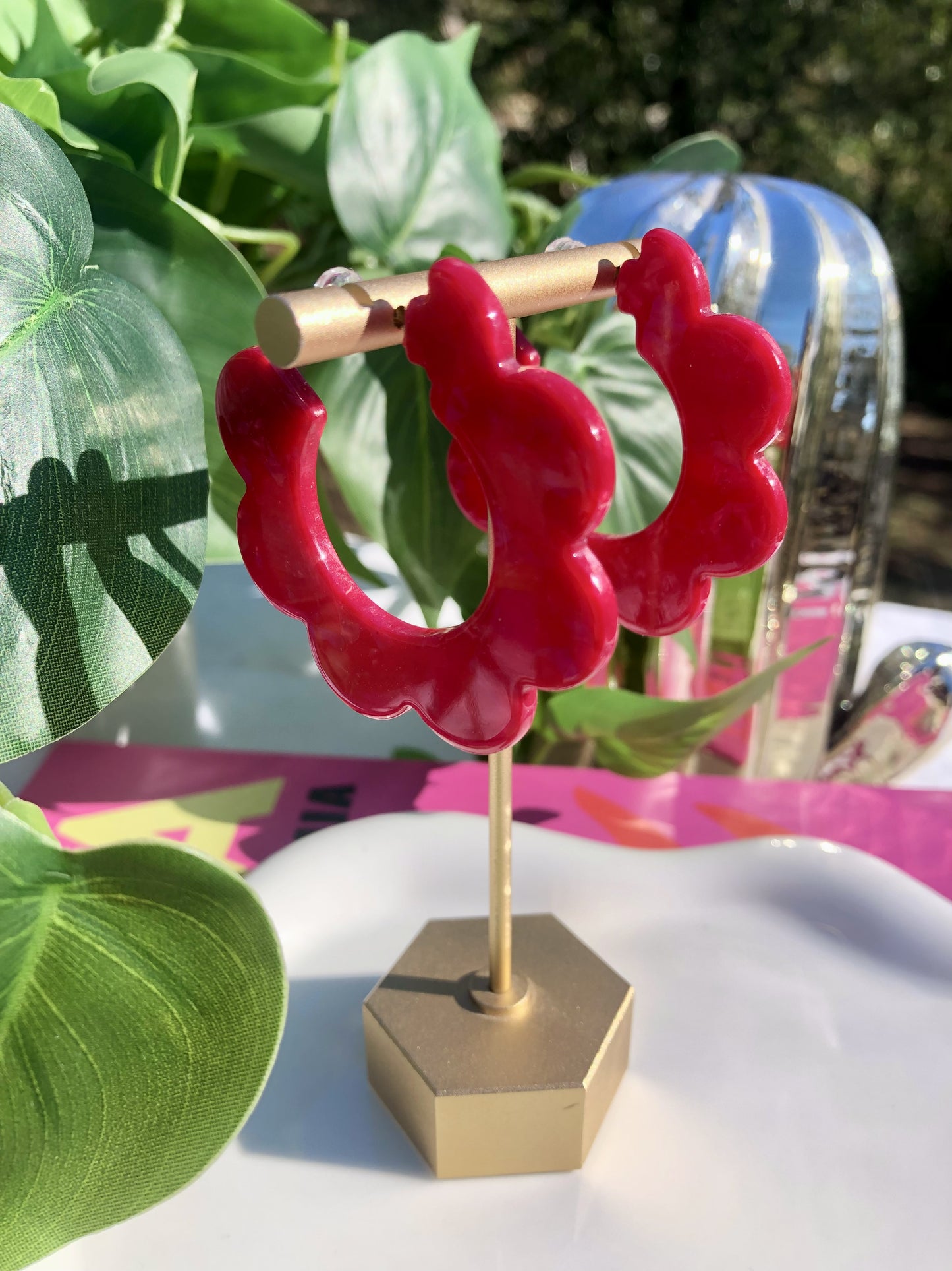 Raspberry Scalloped Hoops