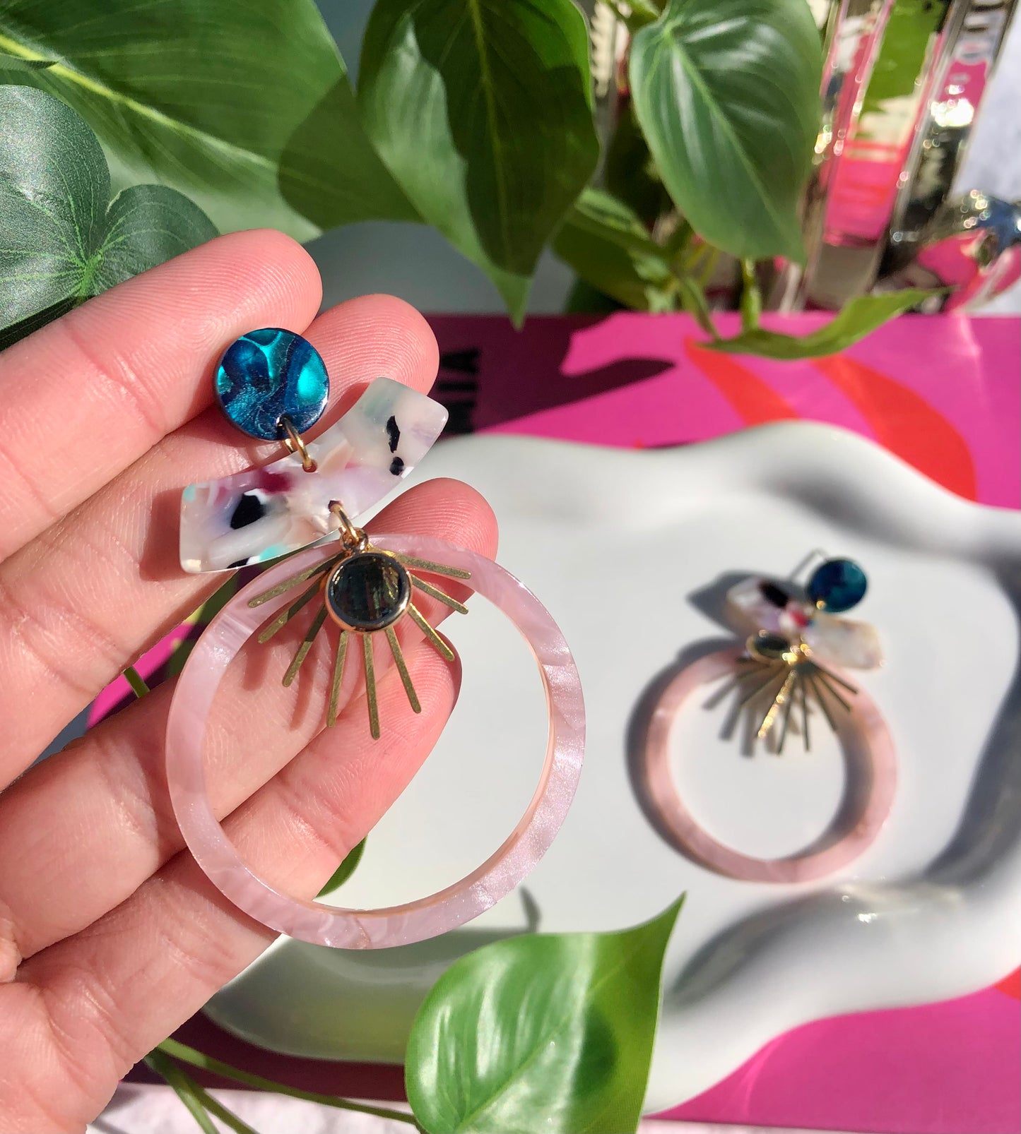 Pink + Teal Hoops