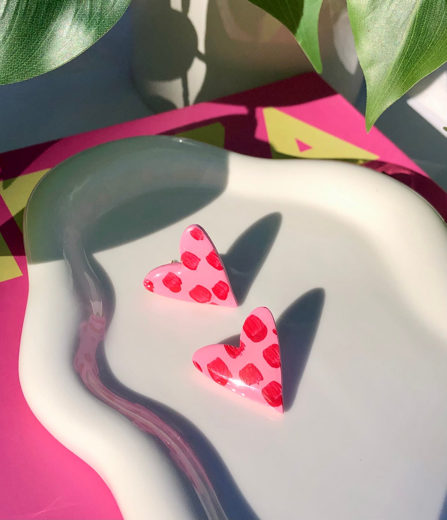 Hand-painted Heart Stud