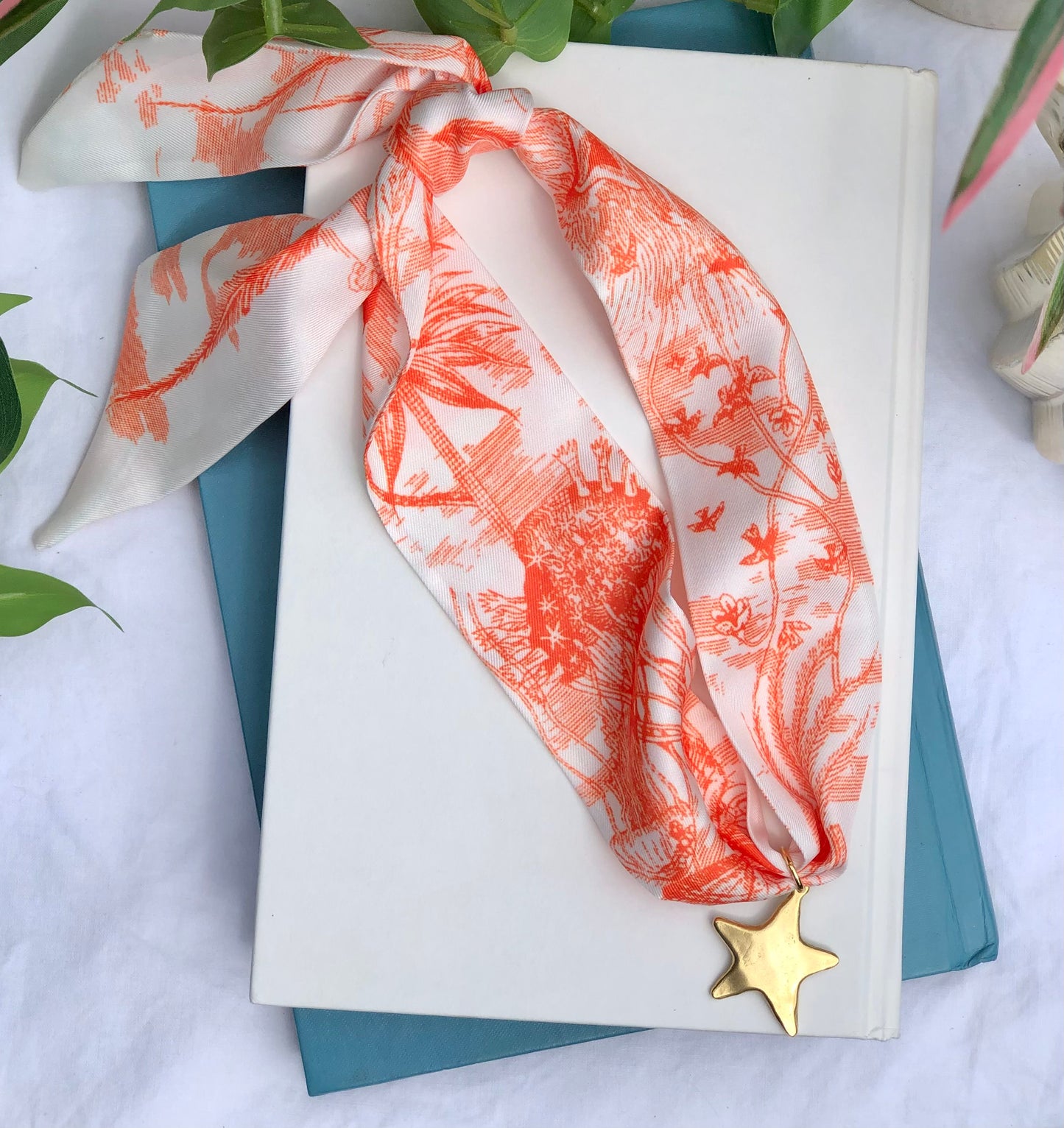 Orange Star Scarf Necklace