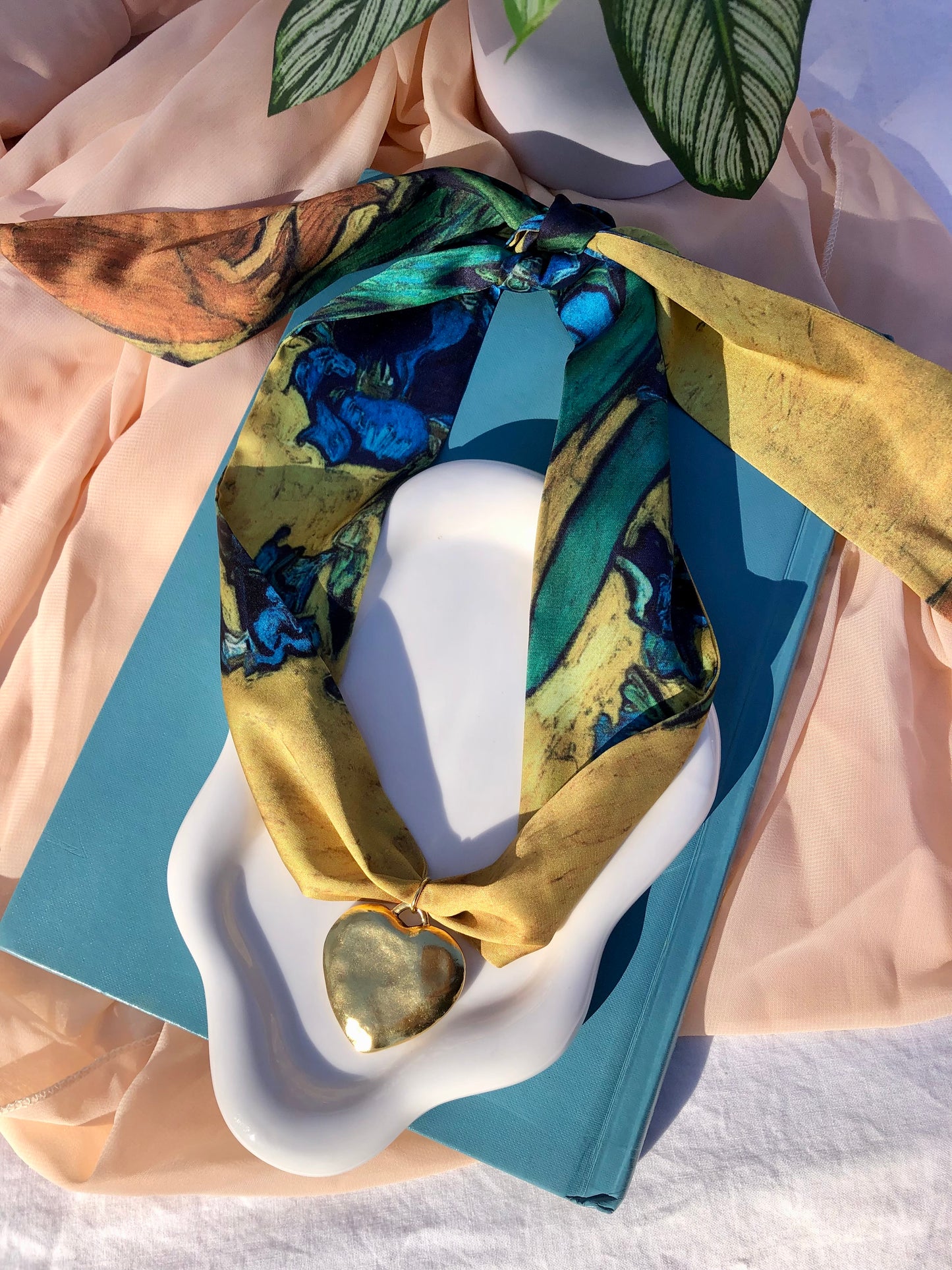 Watercolor Iris Scarf Necklace