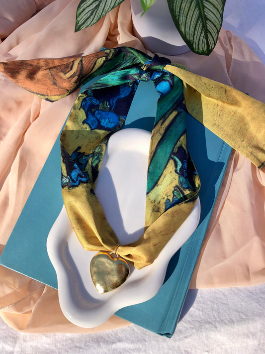 Watercolor Iris Scarf Necklace