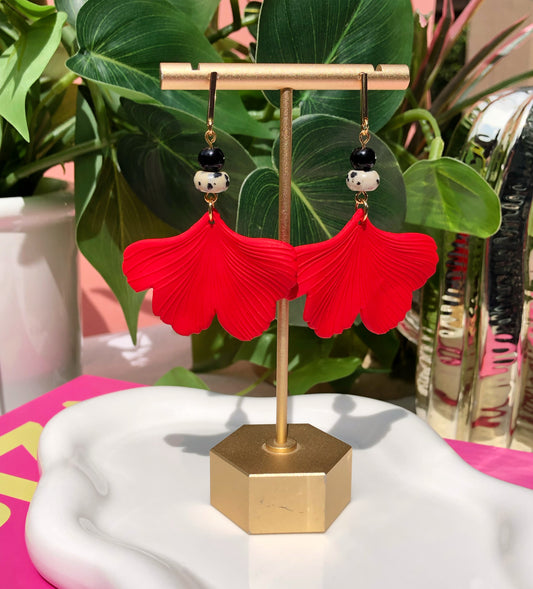 Red + Black Beaded Ginkgos