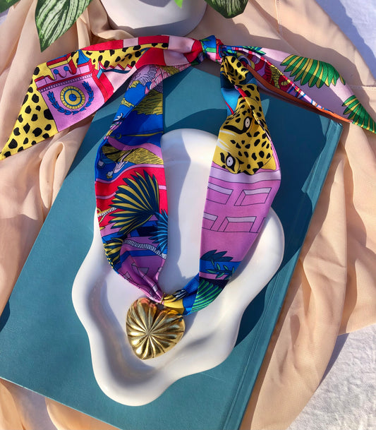 Bold Jungle Cat Scarf Necklace