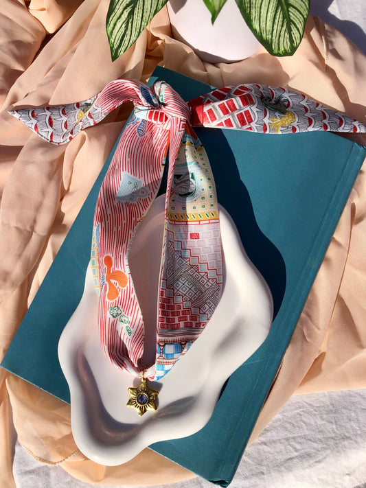 Abstract Castle Scarf Necklace