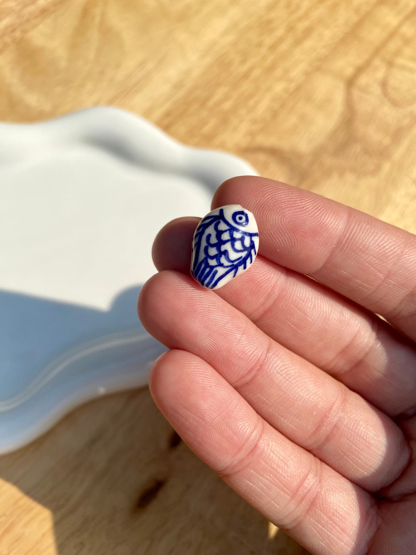 Blue & White Fish Bead Charm