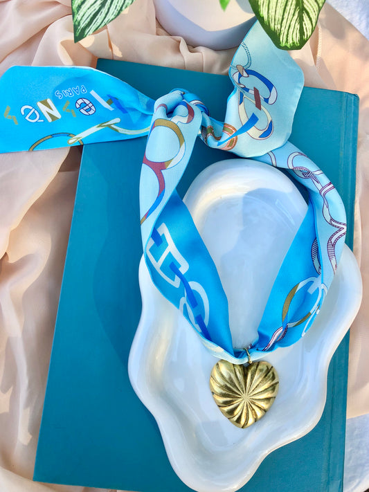 Blue Link Scarf Necklace