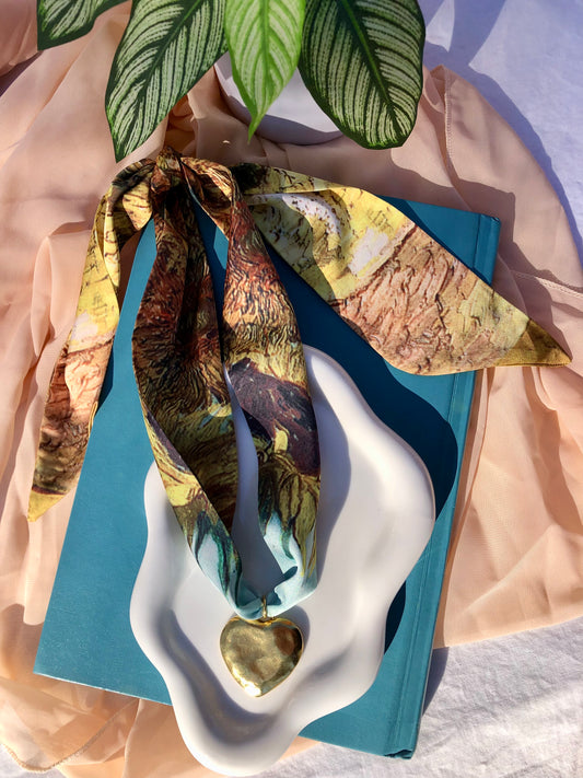 Watercolor Sunflower Scarf Necklace