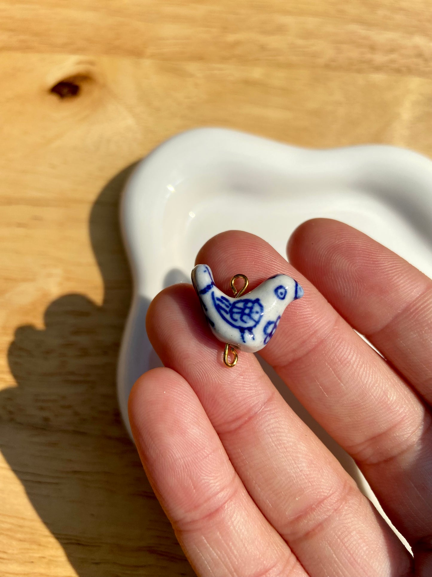 Blue & White Bird Charm