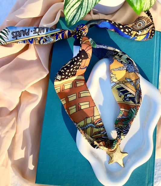 Midnight Jungle Cat Scarf Necklace