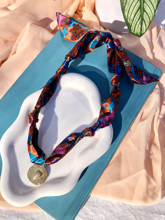Fall Floral Scarf Necklace
