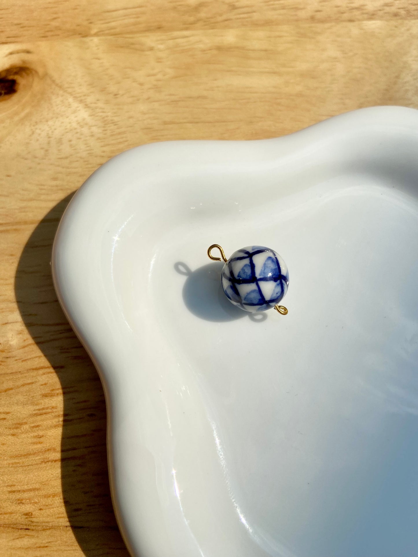 Blue & White Patterned Bead Charm