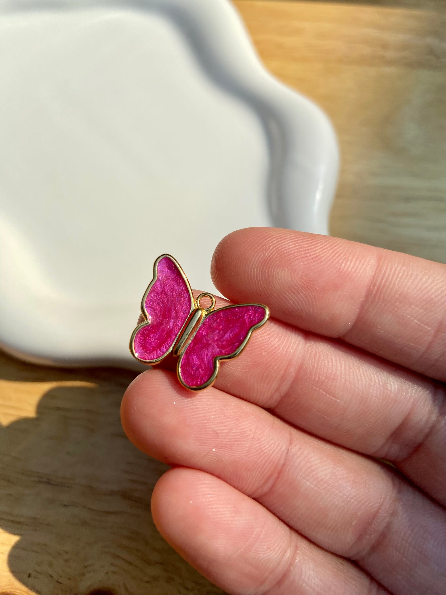 Pink Pearl Butterfly Charm