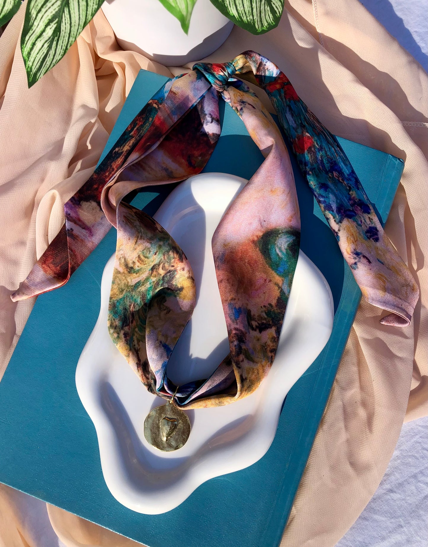 Watercolor Floral Scarf Necklace