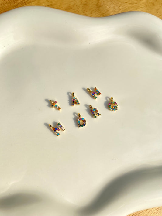 Rainbow Crystal Letter Charm