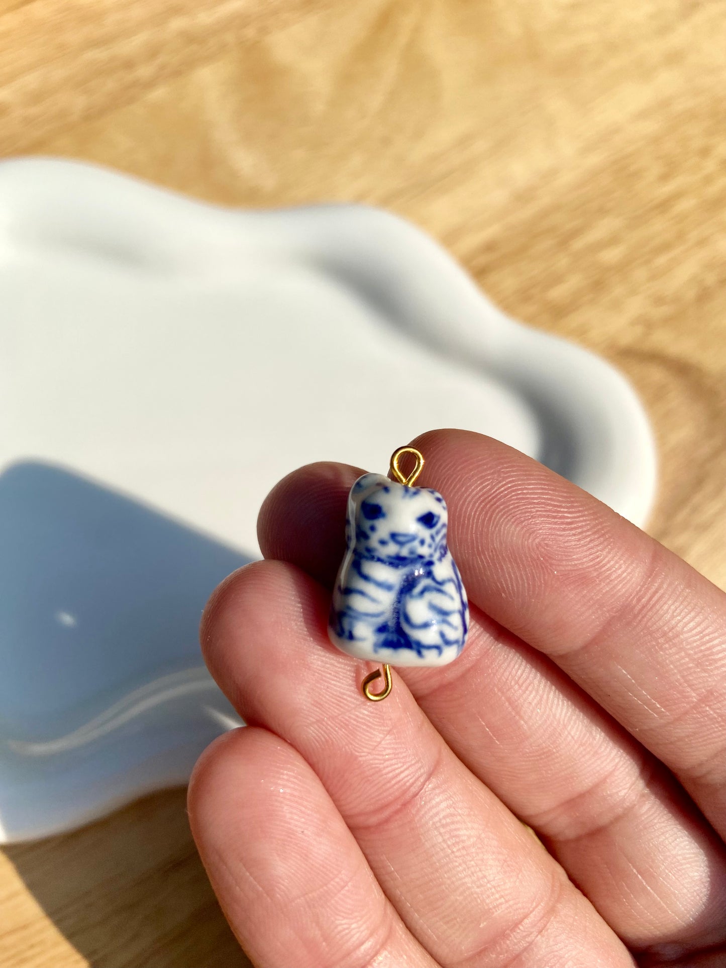 Blue & White Cat Bead Charm