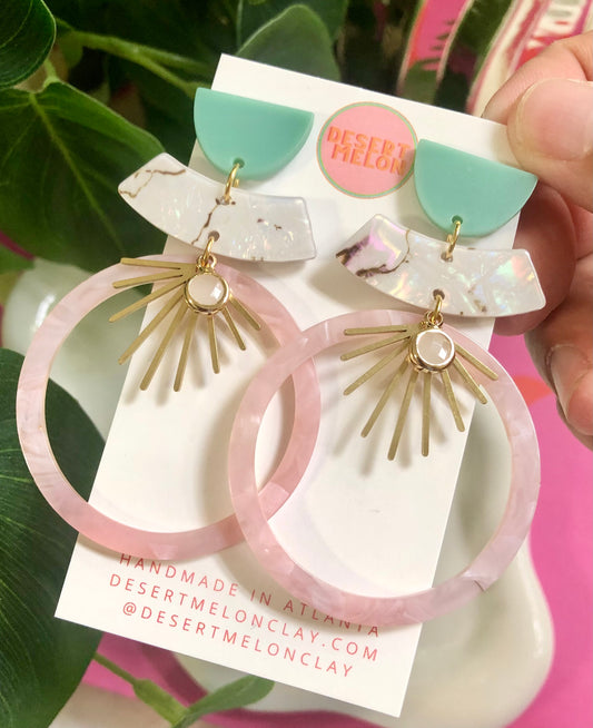 Teal + Pink Acrylic Hoops