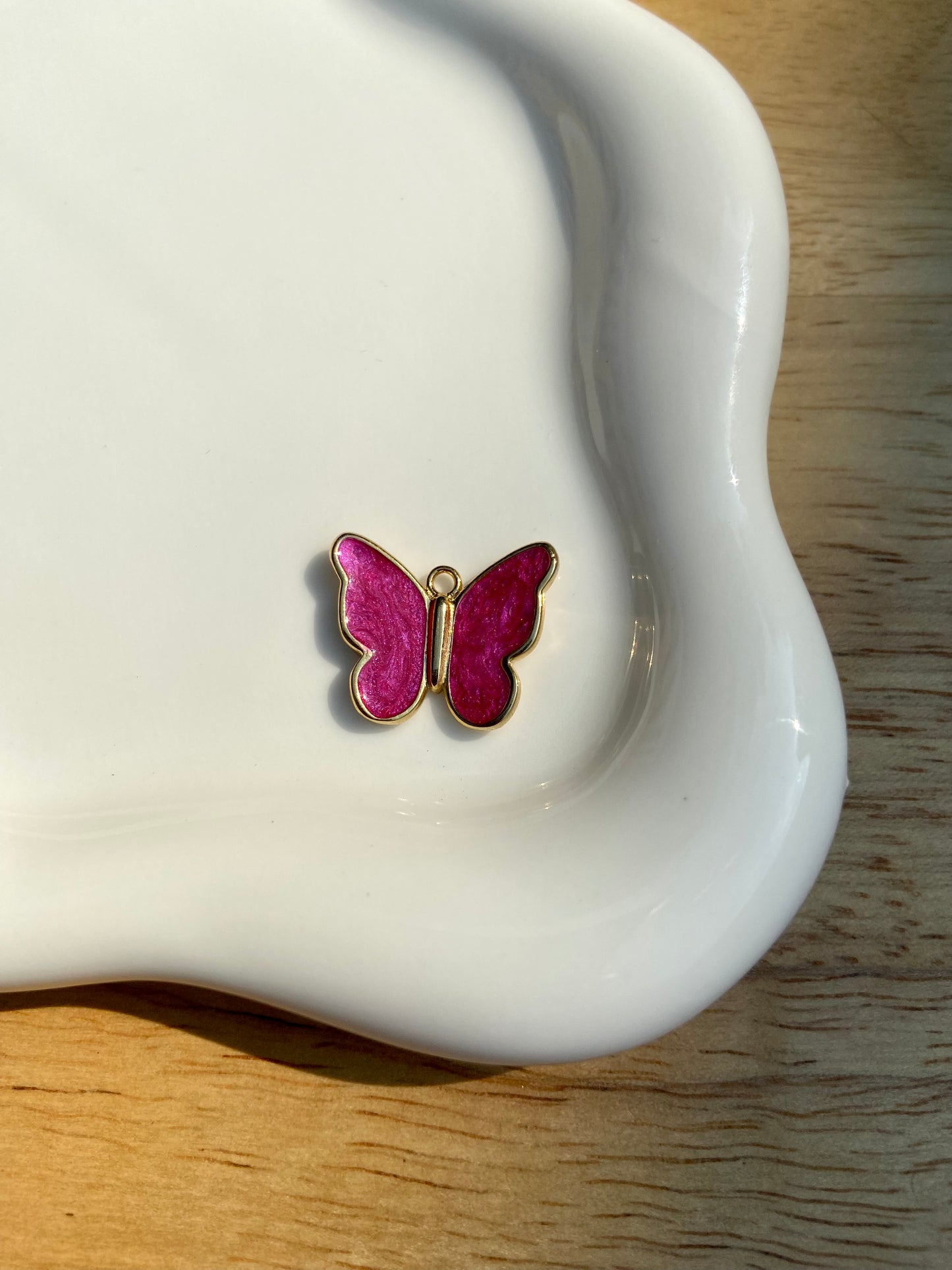 Pink Pearl Butterfly Charm