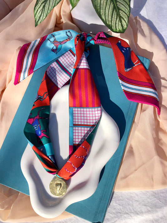 Color Block Horse Scarf Necklace