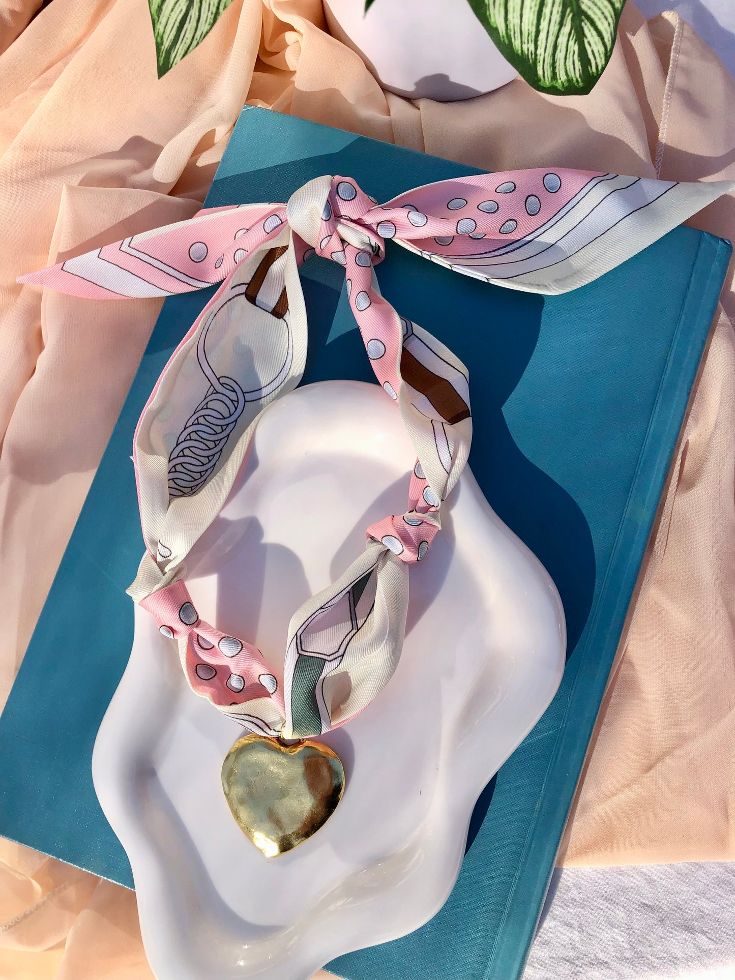 Buckle + Polka Dot Scarf Necklace