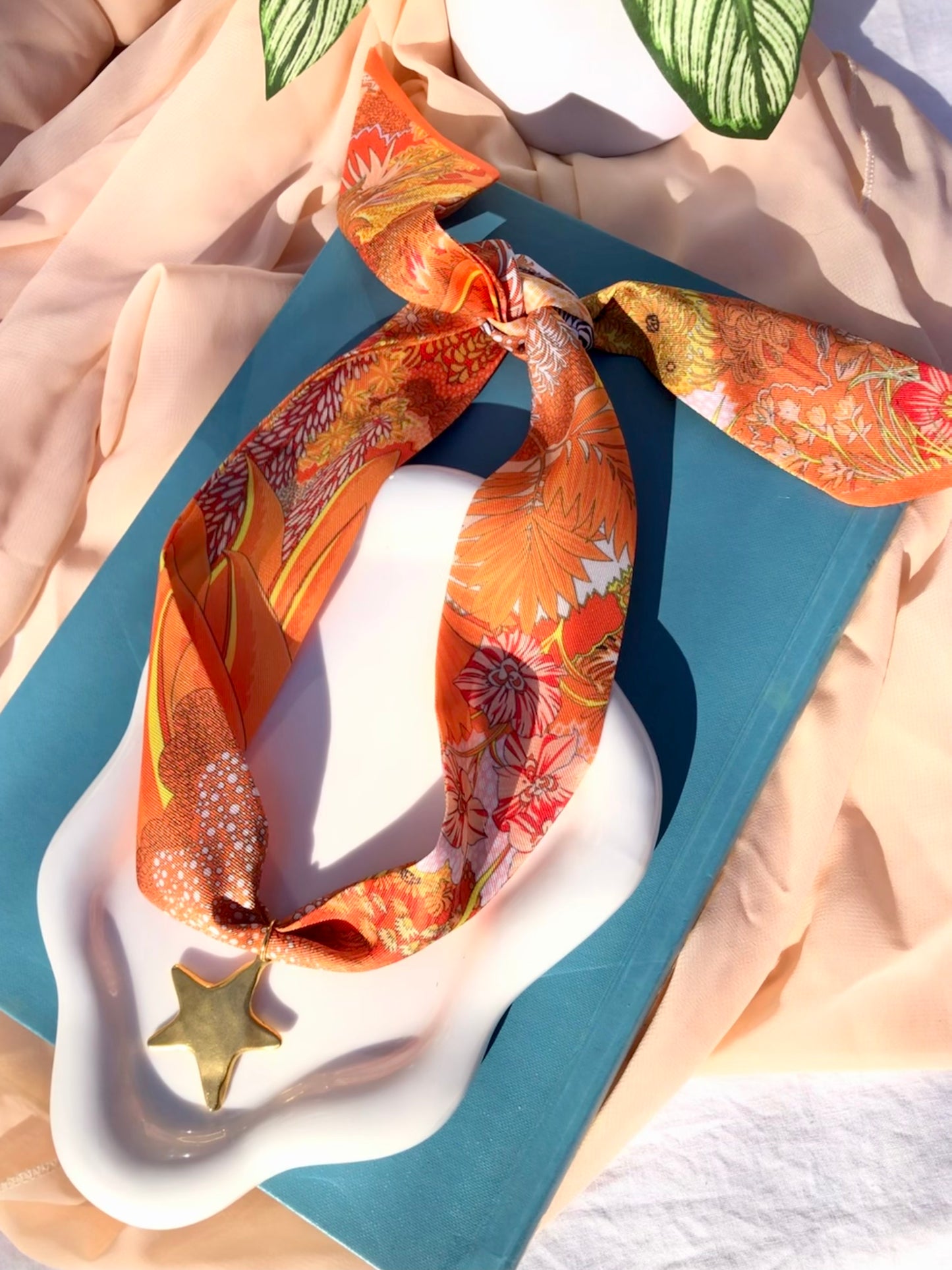 Orange Safari Scarf Necklace