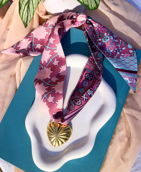 Mauve Floral Scarf Necklace