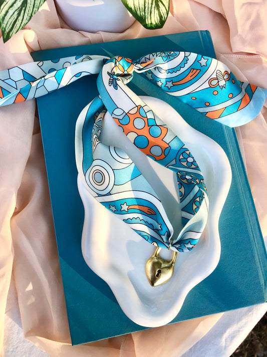 Blue Whimsical Scarf Necklace