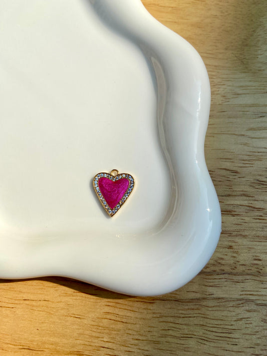 Pink Pearly Heart Charm