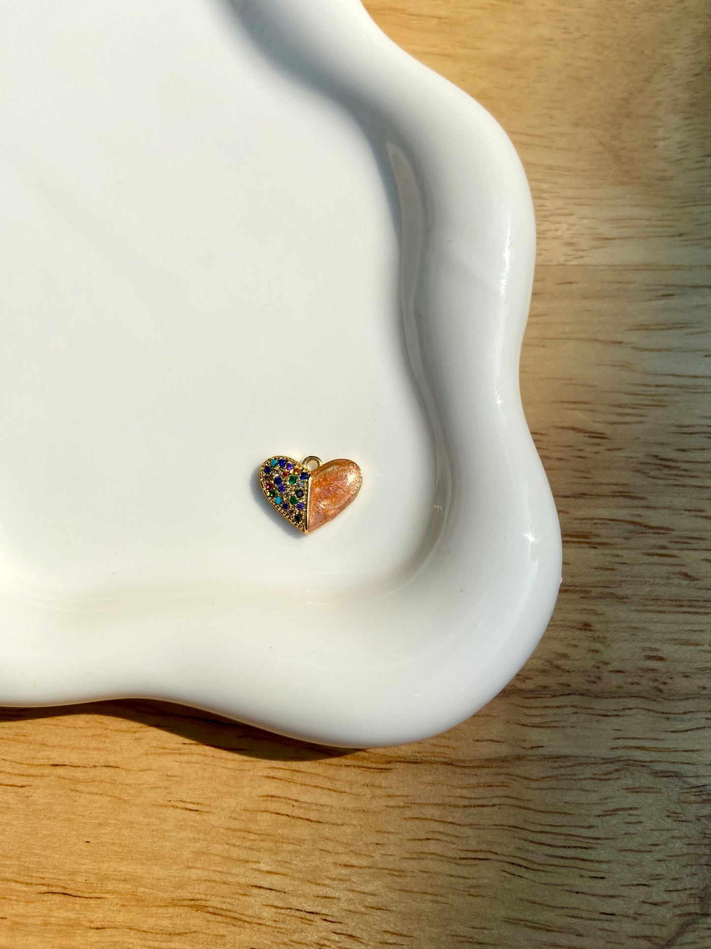 Orange & Stone Heart Charm