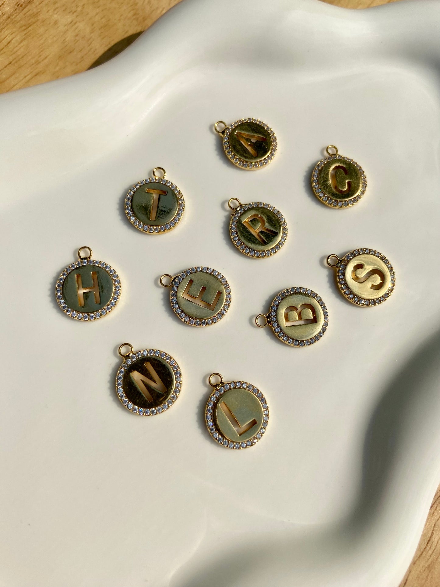 Crystal Border Letter Charms