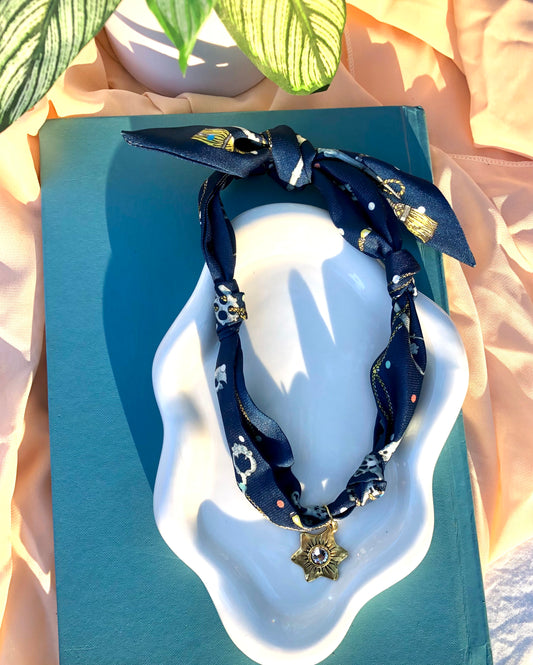 Navy Key Scarf Necklace