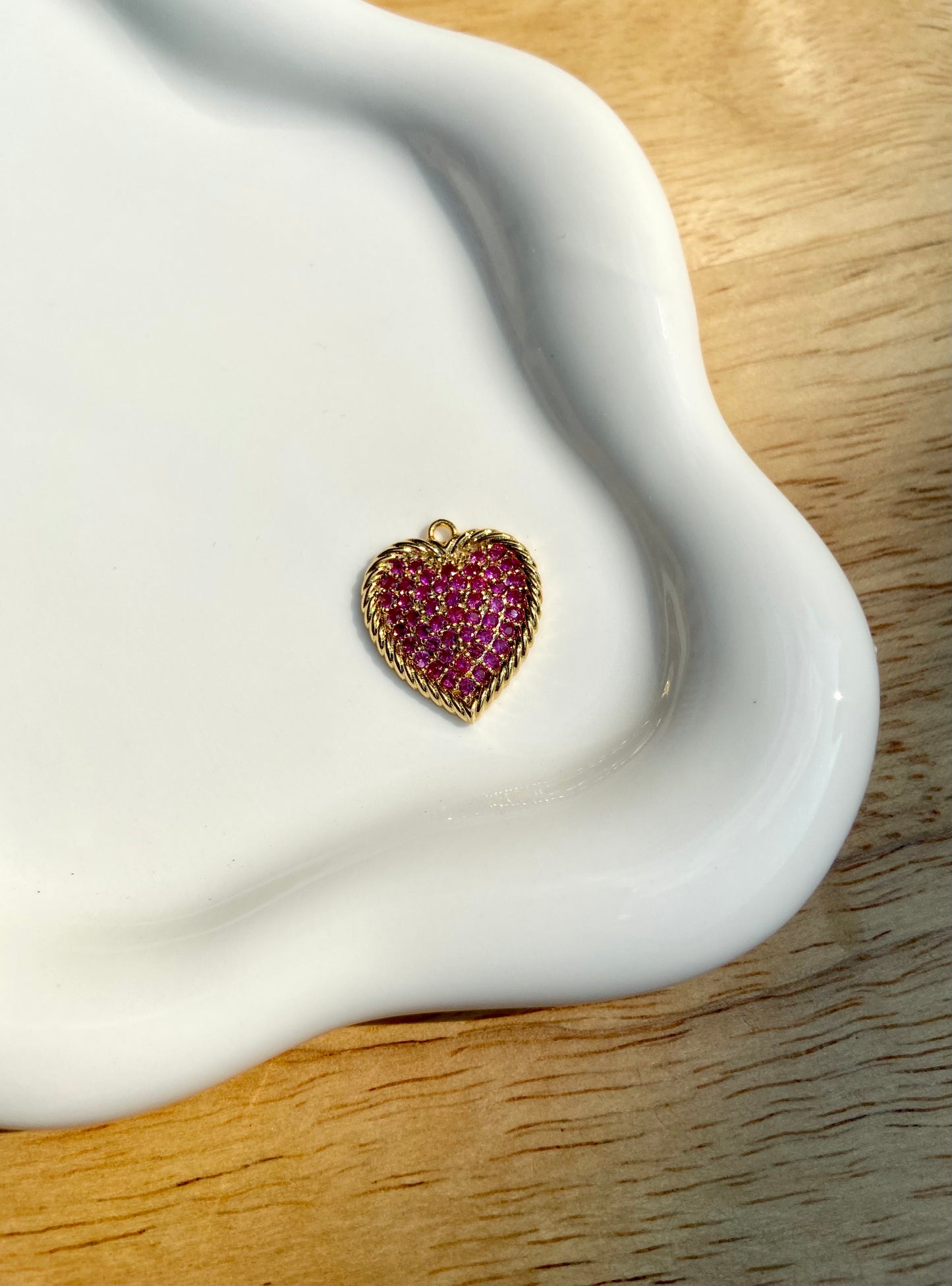 Pink Stone Heart Charm