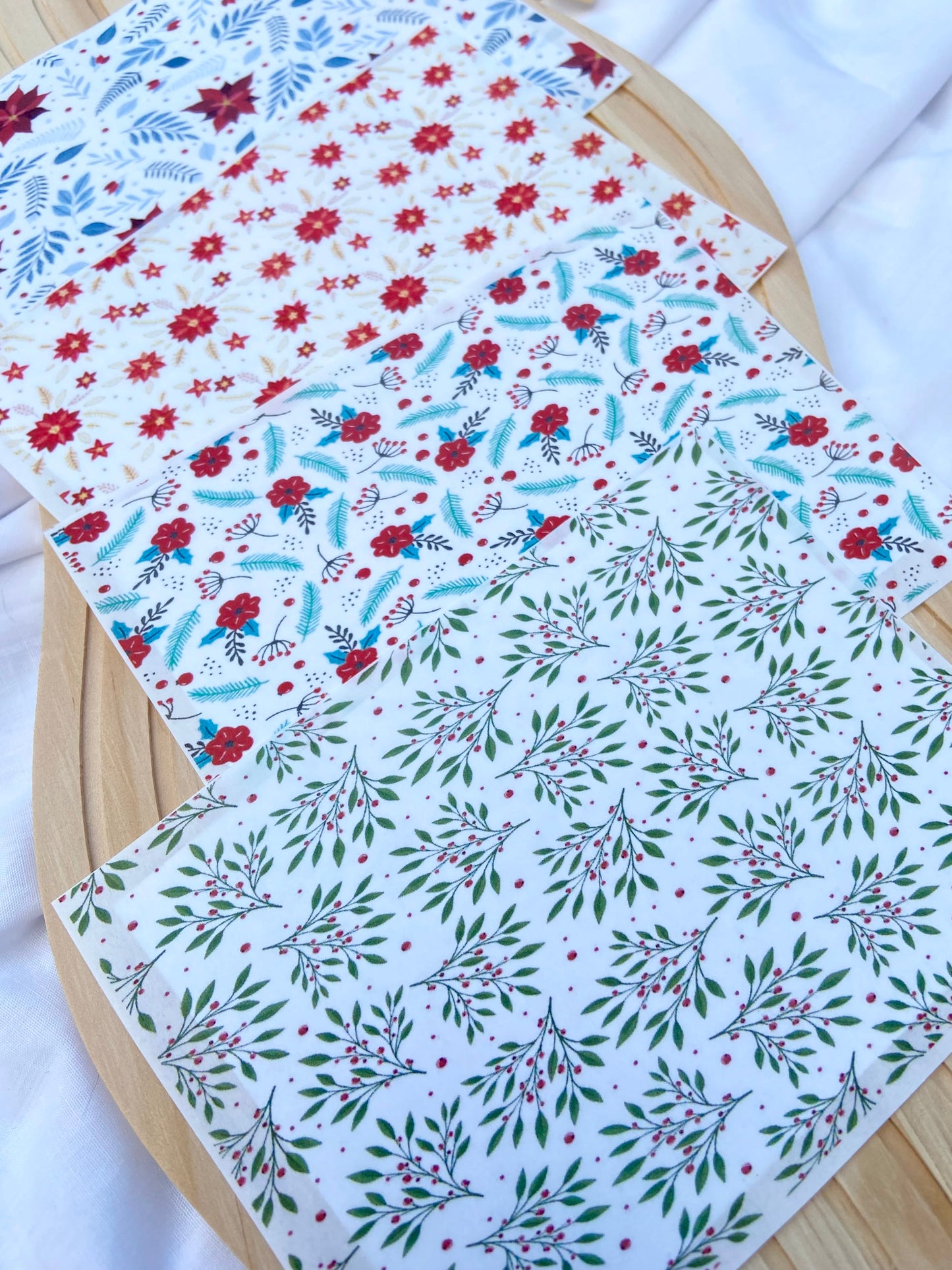 Winter White Florals Polymer Clay Transfer Sheet Bundle
