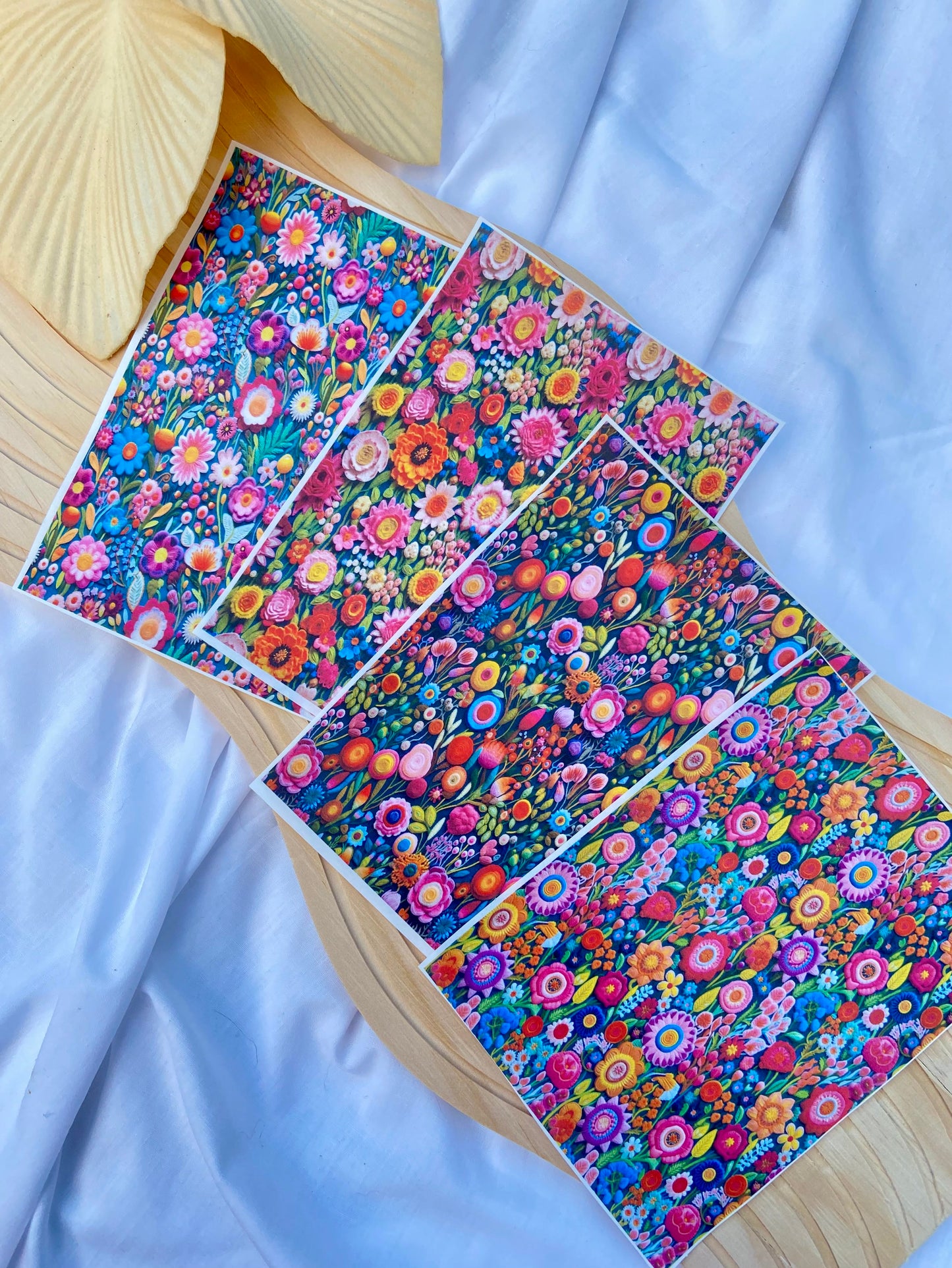 Bright Embroidered Florals Polymer Clay Transfer Sheet Bundle