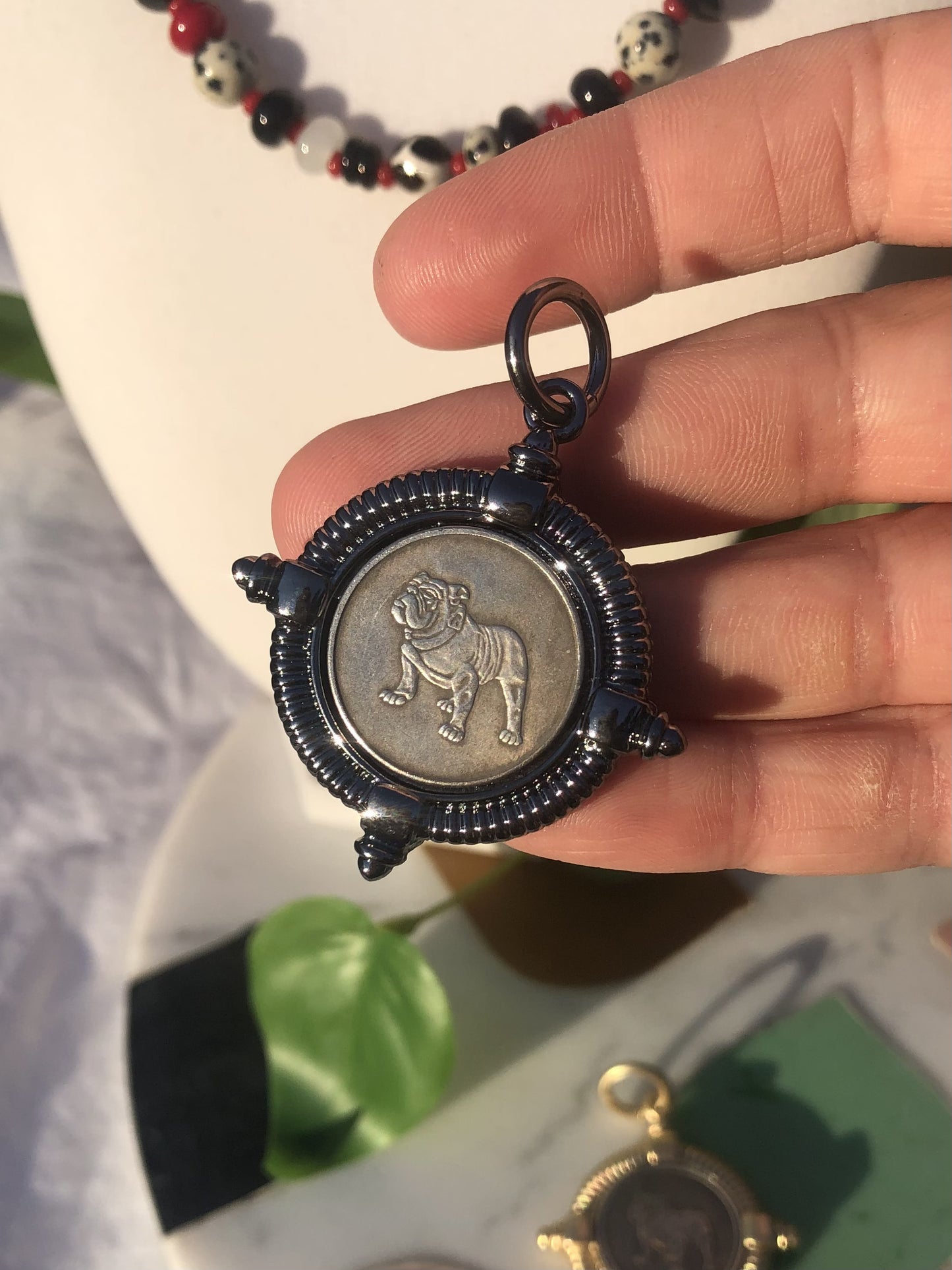 Gunmetal Bulldog Charm