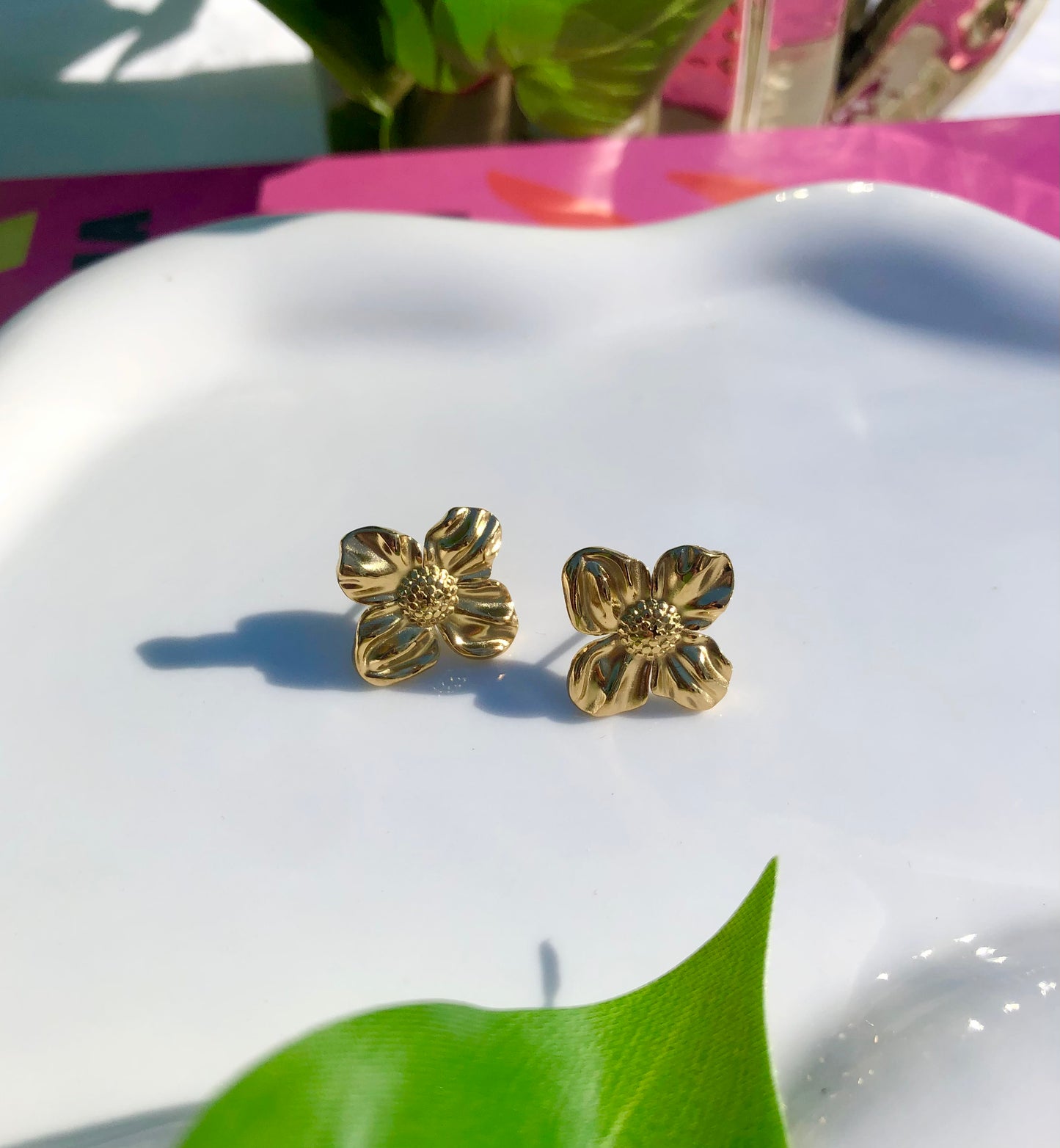 Gold Flower Studs