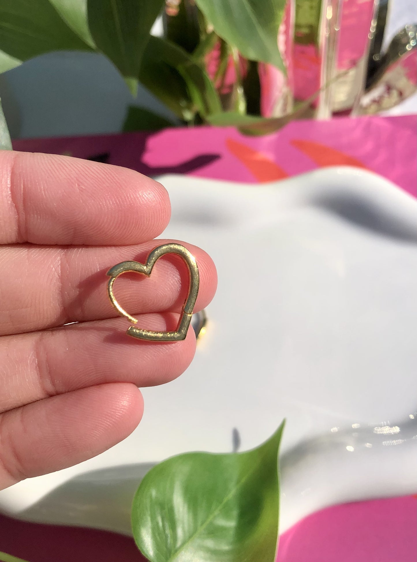 Gold Heart Hoops