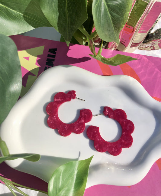 Raspberry Scalloped Hoops