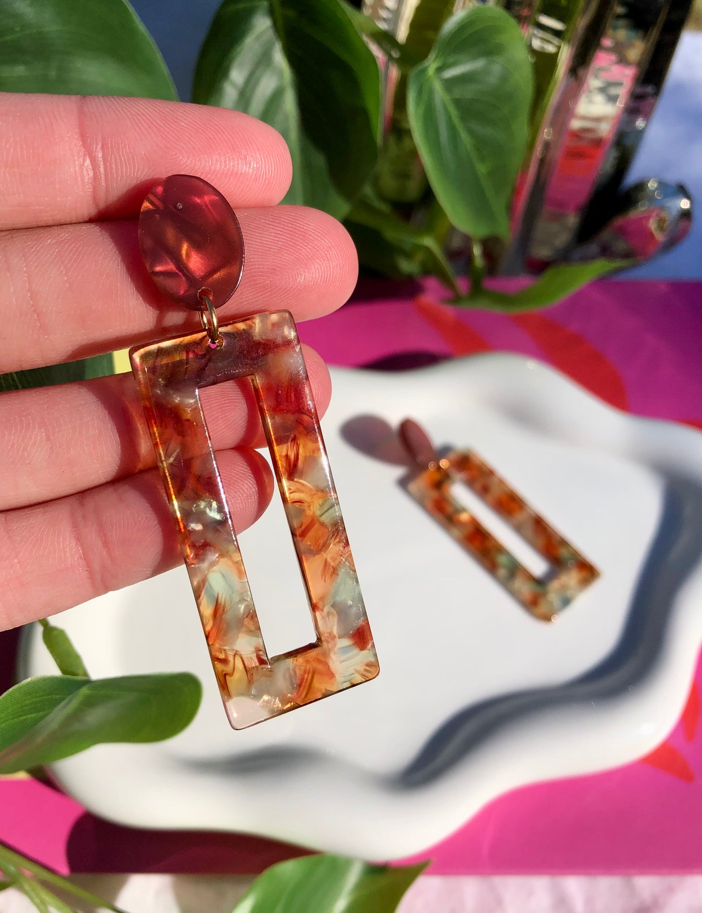 Amber Rectangle Dangles